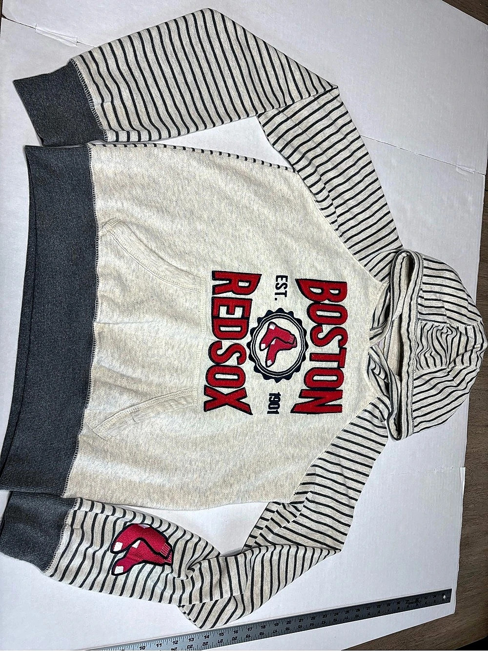 Boston Red Sox soft as a grape oatmeal striped pullover hoodie